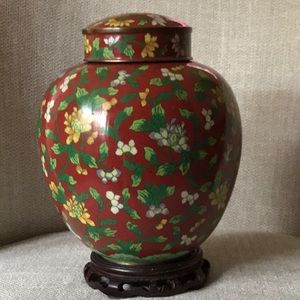 Lidded Antique Cloisonné Ginger Jar
